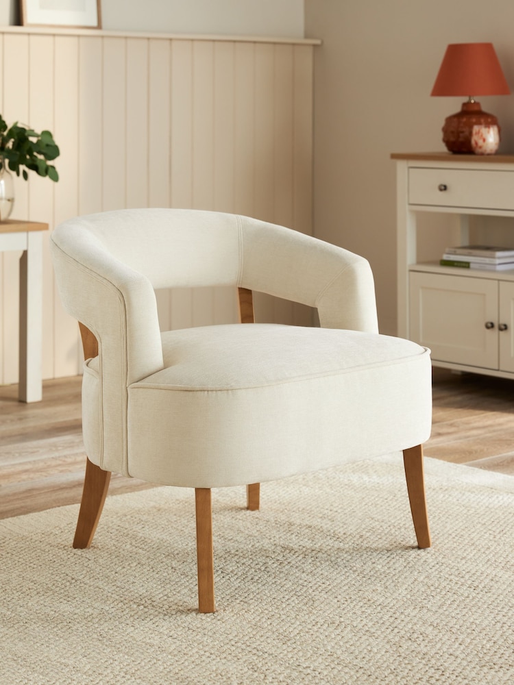 Fine Chenille Light Natural Remi Wood Accent Chair - Image 1 of 9