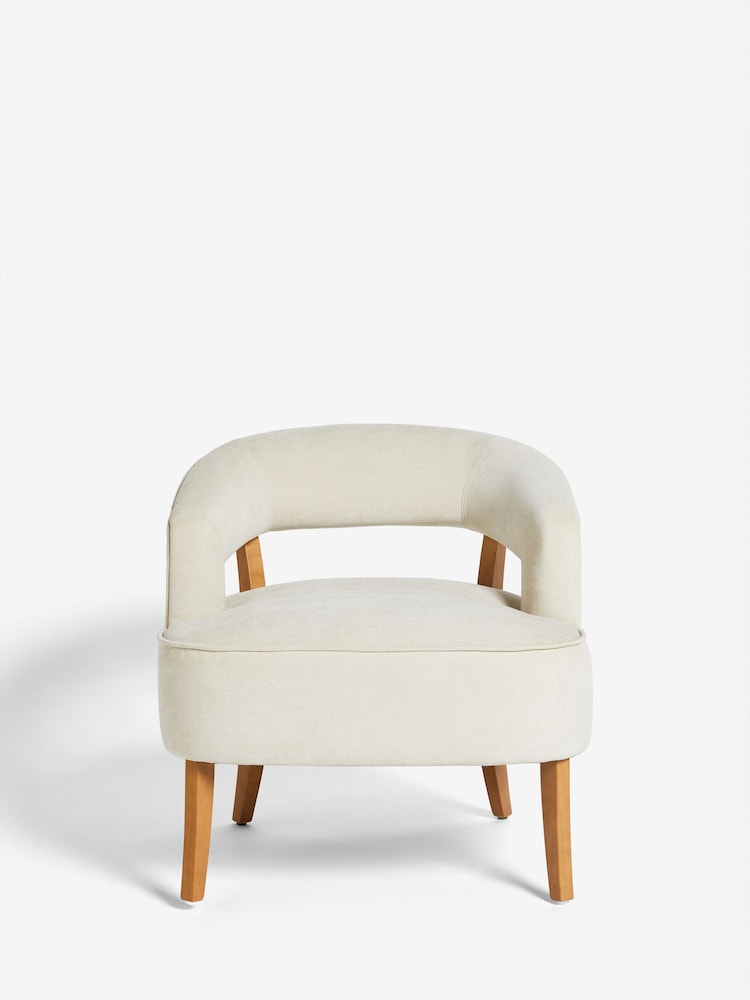 Fine Chenille Light Natural Remi Wood Accent Chair - Image 2 of 9