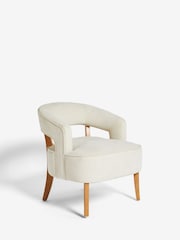 Fine Chenille Light Natural Remi Wood Accent Chair - Image 3 of 9