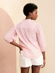 Love & Roses Red and White Embroidery Embroidered V Neck 3/4 Sleeve Blouse - Image 3 of 4