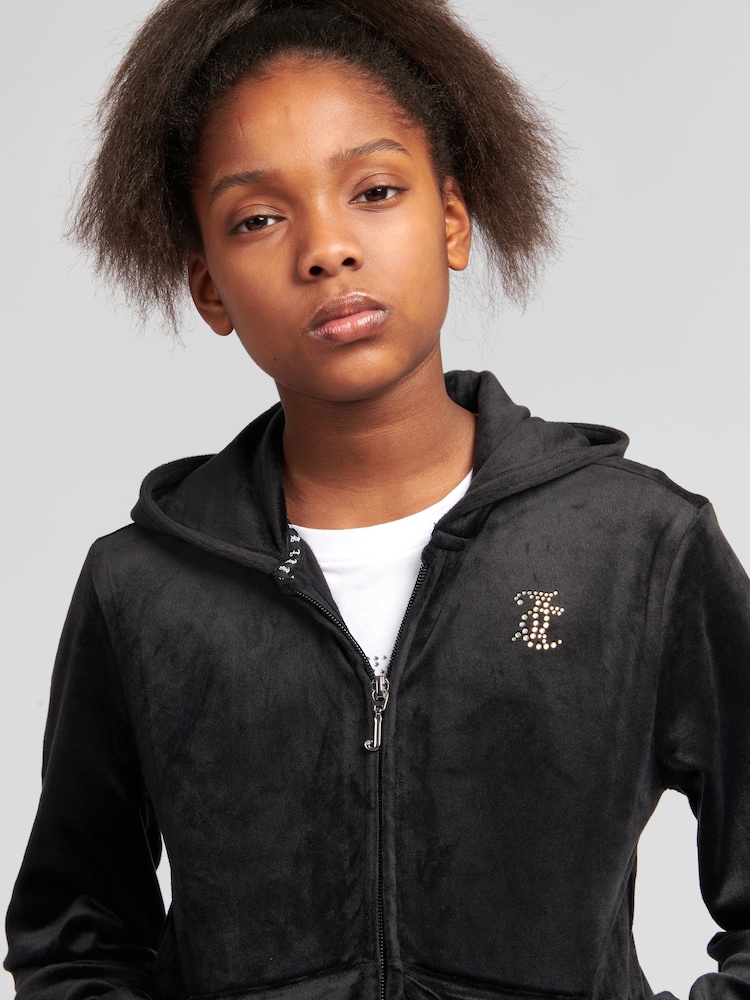 Juicy Couture Black Diamanté Zip Through Hoodie - Image 4 of 7