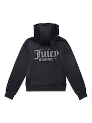 Čierna - Juicy Couture Diamanté Zip Through Hoodie - Obrázok 6 z 7