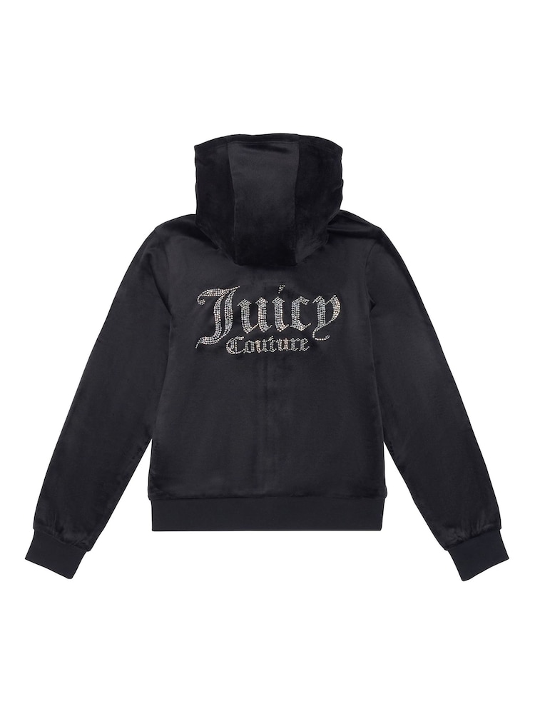 Juicy Couture Black Diamanté Zip Through Hoodie - Image 6 of 7