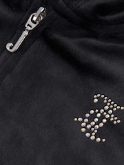 Čierna - Juicy Couture Diamanté Zip Through Hoodie - Obrázok 7 z 7