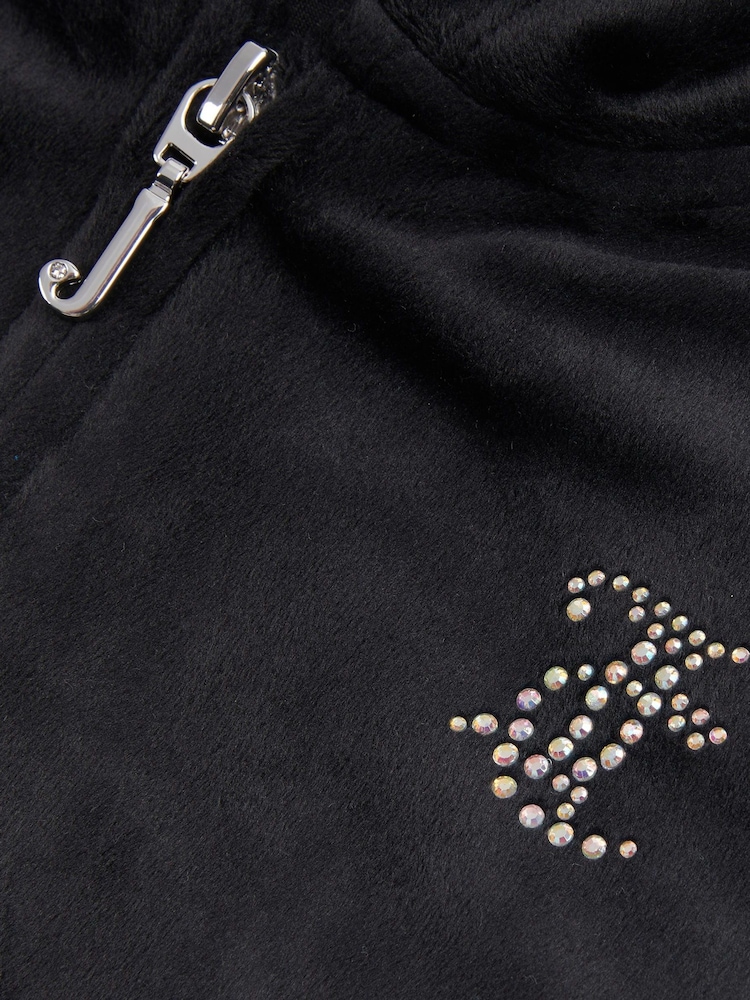 Čierna - Juicy Couture Diamanté Zip Through Hoodie - Obrázok 7 z 7