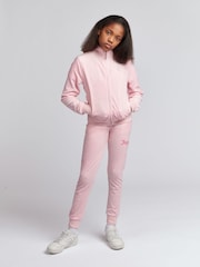 Juicy Couture Pink Slim Diamanté Zip Through Track Top and Joggers Set - Image 1 of 11