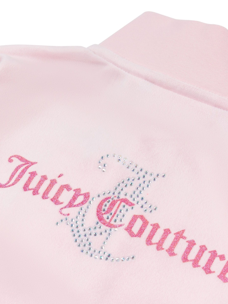 Juicy Couture Pink Slim Diamanté Zip Through Track Top and Joggers Set - Image 10 of 11