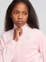 Juicy Couture Pink Slim Diamanté Zip Through Track Top and Joggers Set - Image 4 of 11