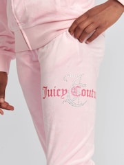 Juicy Couture Pink Slim Diamanté Zip Through Track Top and Joggers Set - Image 6 of 11