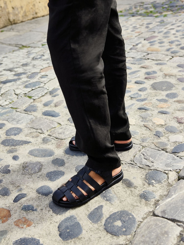 Black Edit Leather Fisherman Sandals - Image 1 of 7 Black Edit Leather Fisherman Sandals - Image 1 of 7