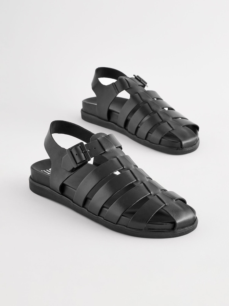 Black Edit Leather Fisherman Sandals - Image 2 of 7 Black Edit Leather Fisherman Sandals - Image 2 of 7