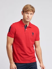 Красный - US Polo Assn. Мужская футболка-поло классического кроя из 100% хлопка пике Player 3 - Image 1 of 7