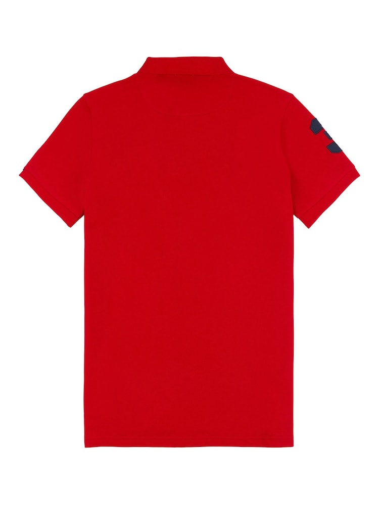 U.S. Polo Assn. Red Regular Fit Mens Player 3 Pique 100% Cotton Polo Shirt - Image 6 of 7