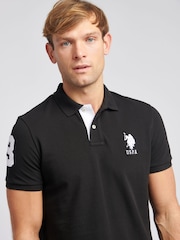 U.S. Polo Assn. Black Regular Fit Mens Player 3 Pique 100% Cotton Polo Shirt - Image 4 of 8