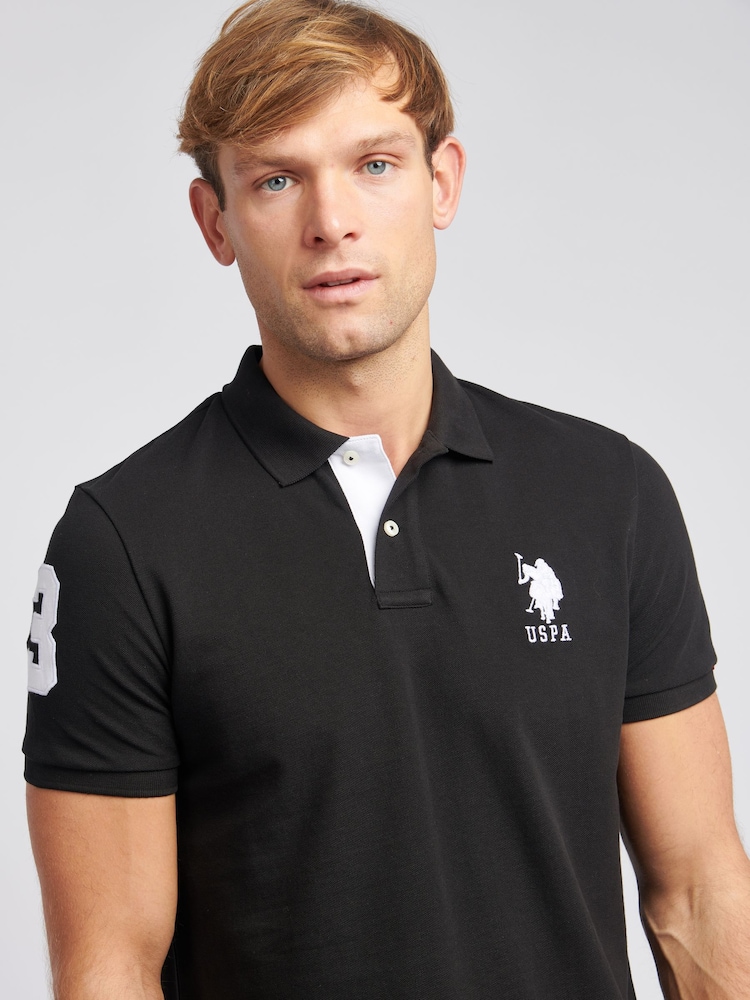 U.S. Polo Assn. Black Regular Fit Mens Player 3 Pique 100% Cotton Polo Shirt - Image 4 of 8