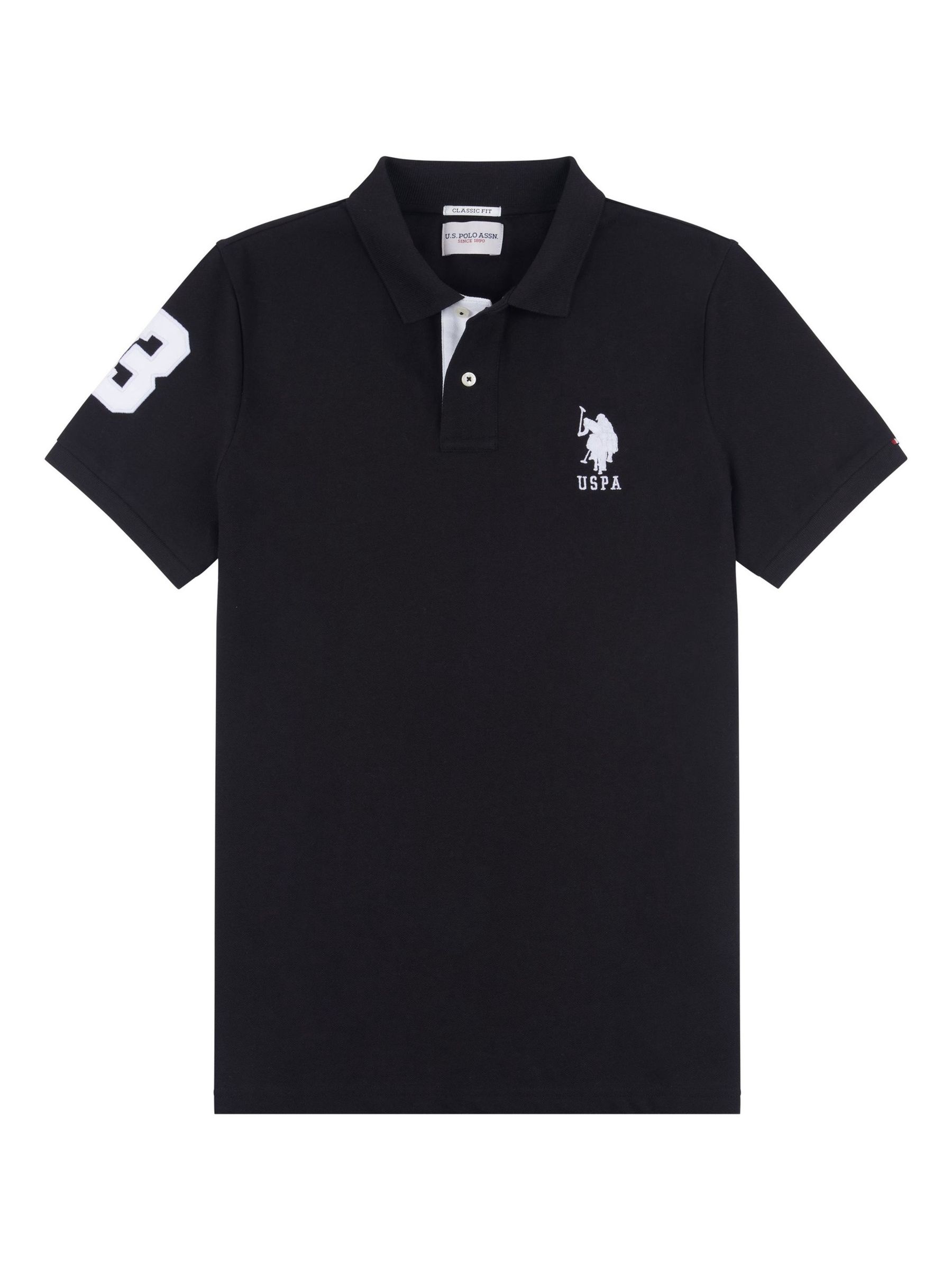 Black U.S. Polo Assn. Regular Fit Mens Player 3 Pique 100 Cotton Polo Shirt