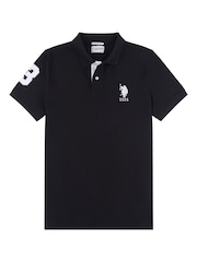 U.S. Polo Assn. Black Regular Fit Mens Player 3 Pique 100% Cotton Polo Shirt - Image 6 of 8