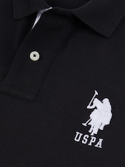 U.S. Polo Assn. Black Regular Fit Mens Player 3 Pique 100% Cotton Polo Shirt - Image 8 of 8