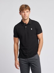 أسود - قميص بولو منسوج من القطن 100%، تلبيس قياسي من U.S. Polo Assn. - صورة 1 من 8