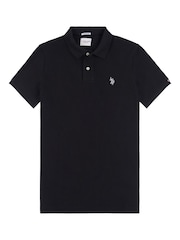 أسود - قميص بولو منسوج من القطن 100%، تلبيس قياسي من U.S. Polo Assn. - صورة 6 من 8