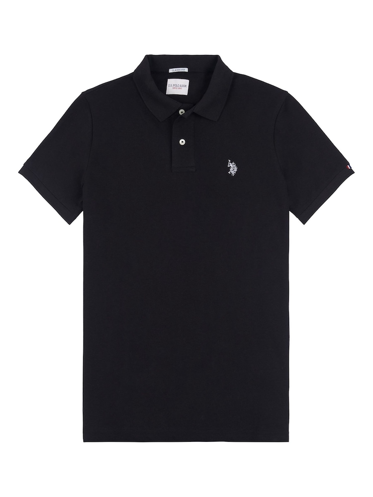 U.S. Polo Assn. Black Regular Fit Pique 100% Cotton Polo Shirt - Image 6 of 8