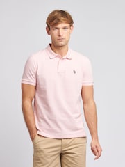 U.S. Polo Assn. Pink Regular Fit Pique 100% Cotton Polo Shirt - Image 1 of 9