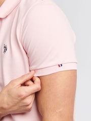 U.S. Polo Assn. Pink Regular Fit Pique 100% Cotton Polo Shirt - Image 6 of 9