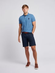 U.S. Polo Assn. Sky Blue Regular Fit Mens Player 3 Pique 100% Cotton Polo Shirt - Image 3 of 8