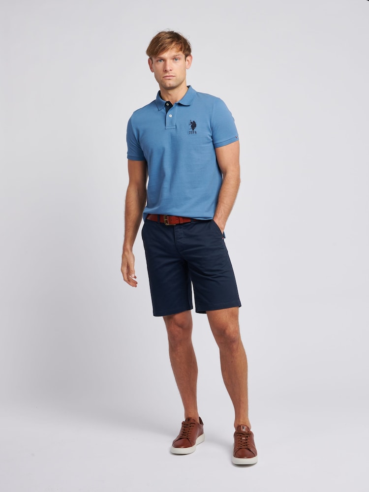 U.S. Polo Assn. Sky Blue Regular Fit Mens Player 3 Pique 100% Cotton Polo Shirt - Image 3 of 8