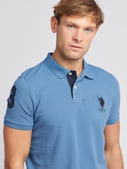 U.S. Polo Assn. Sky Blue Regular Fit Mens Player 3 Pique 100% Cotton Polo Shirt - Image 4 of 8