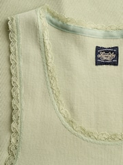 SUPERDRY Green Vintage Lace Trim Vest - Image 7 of 7