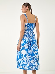 Roman Blue Shirred Strappy Dress - Image 3 of 4