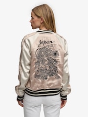 SUPERDRY Nude Suikajan Embroidered Bomber Jacket - Image 3 of 8