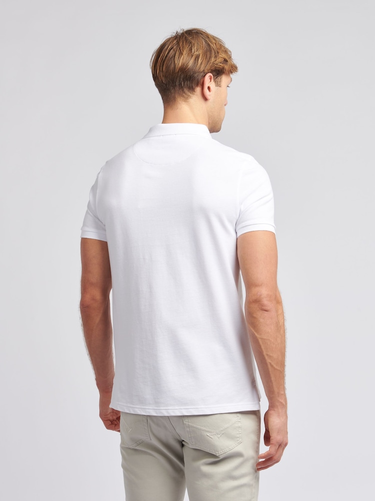 U.S. Polo Assn. White Regular Fit Pique 100% Cotton Polo Shirt - Image 2 of 8