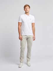 U.S. Polo Assn. White Regular Fit Pique 100% Cotton Polo Shirt - Image 3 of 8