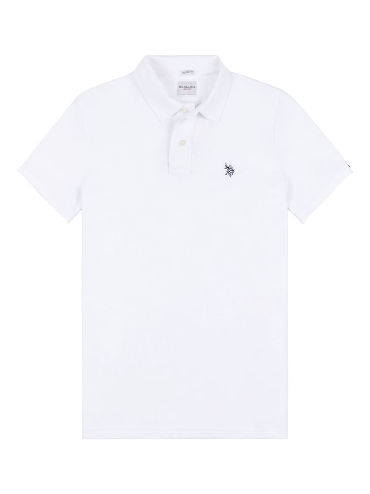 U.S. Polo Assn. White Regular Fit Pique 100% Cotton Polo Shirt - Image 6 of 8