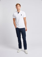 U.S. Polo Assn. White Regular Fit Mens Player 3 Pique 100% Cotton Polo Shirt - Image 3 of 7