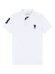 U.S. Polo Assn. White Regular Fit Mens Player 3 Pique 100% Cotton Polo Shirt - Image 5 of 7