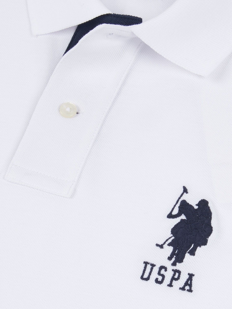 U.S. Polo Assn. White Regular Fit Mens Player 3 Pique 100% Cotton Polo Shirt - Image 7 of 7