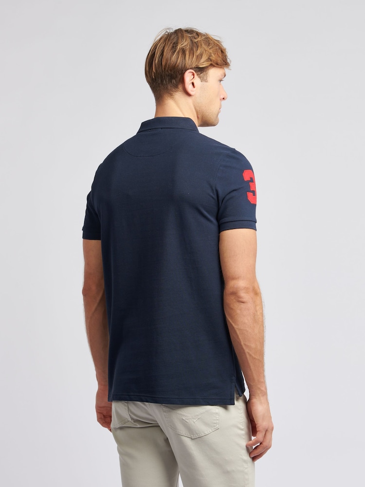 Темно-синий - US Polo Assn. Мужская футболка-поло классического кроя из 100% хлопка пике Player 3 - Image 2 of 8