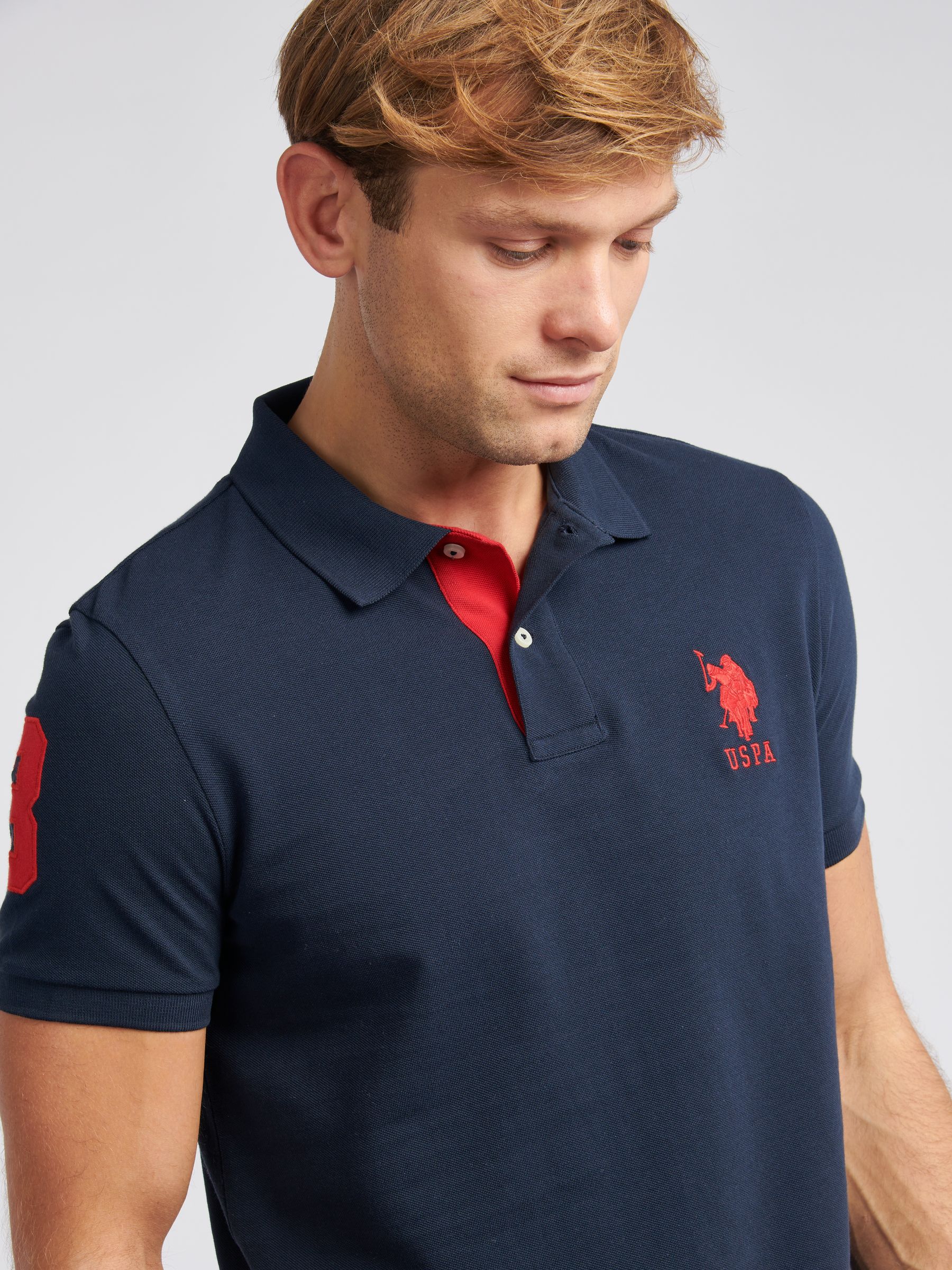 Buy U.S. Polo Assn. Navy Blue Regular Fit Mens Player 3 Pique 100% Cotton Polo  Shirt from Next USA