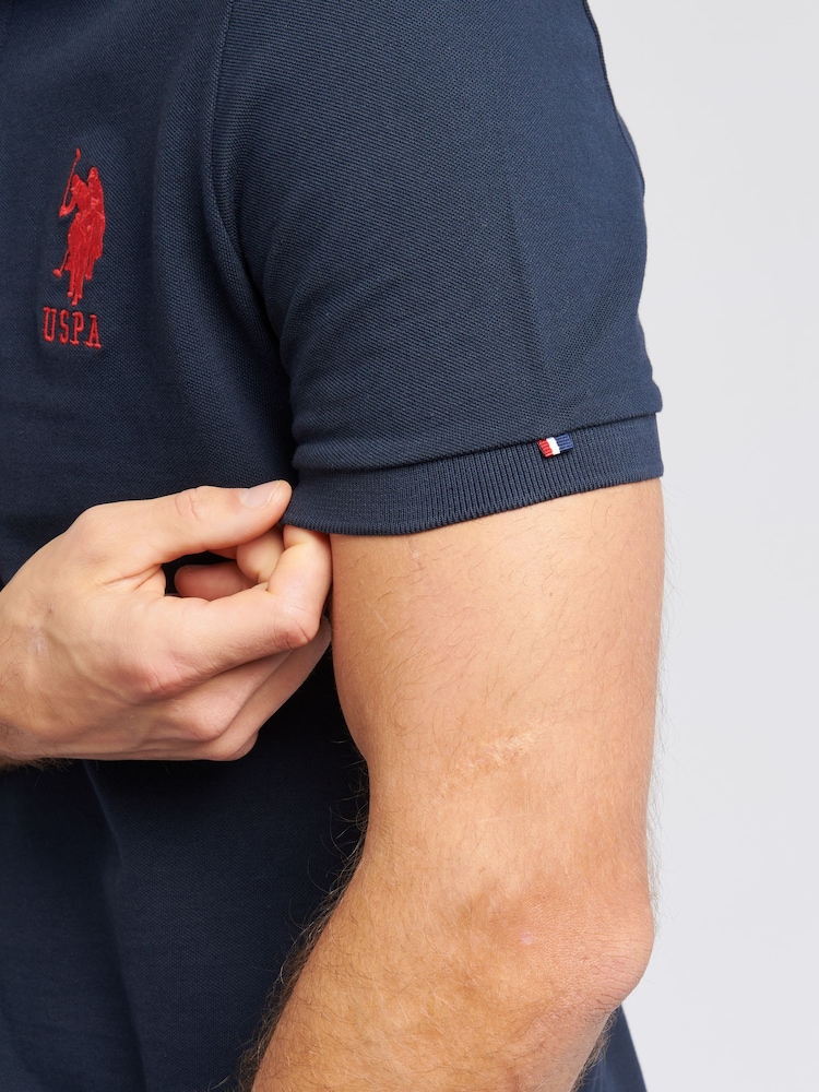 U.S. Polo Assn. Navy Blue Regular Fit Mens Player 3 Pique 100% Cotton Polo Shirt - Image 5 of 8