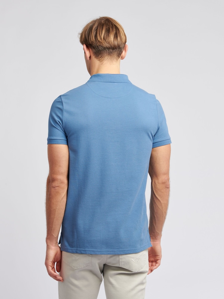 U.S. Polo Assn. Blue Regular Fit Pique 100% Cotton Polo Shirt - Image 2 of 8