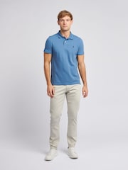 U.S. Polo Assn. Blue Regular Fit Pique 100% Cotton Polo Shirt - Image 3 of 8