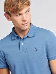 U.S. Polo Assn. Blue Regular Fit Pique 100% Cotton Polo Shirt - Image 4 of 8