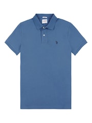 U.S. Polo Assn. Blue Regular Fit Pique 100% Cotton Polo Shirt - Image 6 of 8