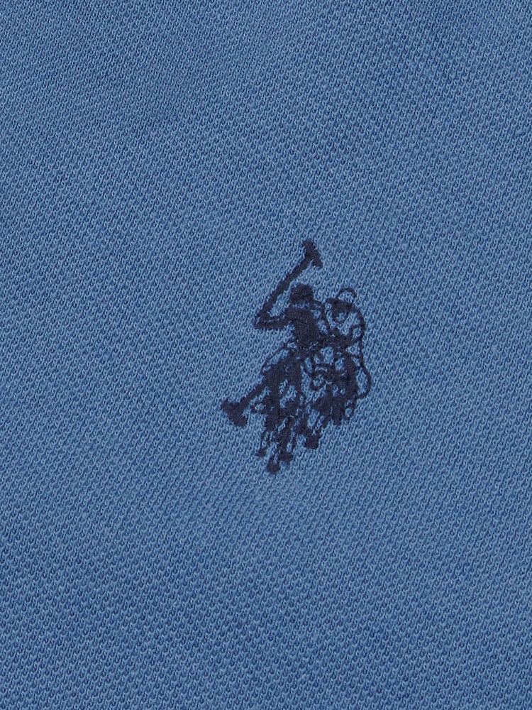 U.S. Polo Assn. Blue Regular Fit Pique 100% Cotton Polo Shirt - Image 8 of 8