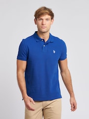 U.S. Polo Assn. Bright Blue Regular Fit Pique 100% Cotton Polo Shirt - Image 1 of 8
