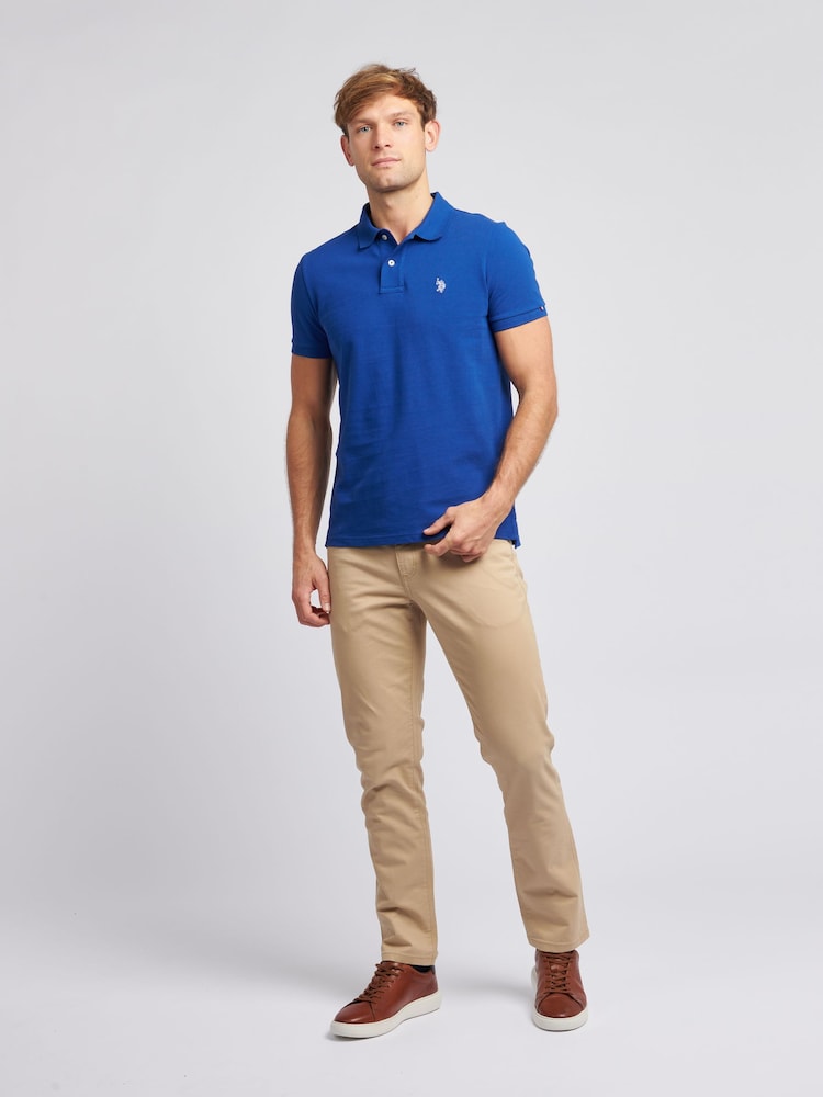U.S. Polo Assn. Bright Blue Regular Fit Pique 100% Cotton Polo Shirt - Image 3 of 8