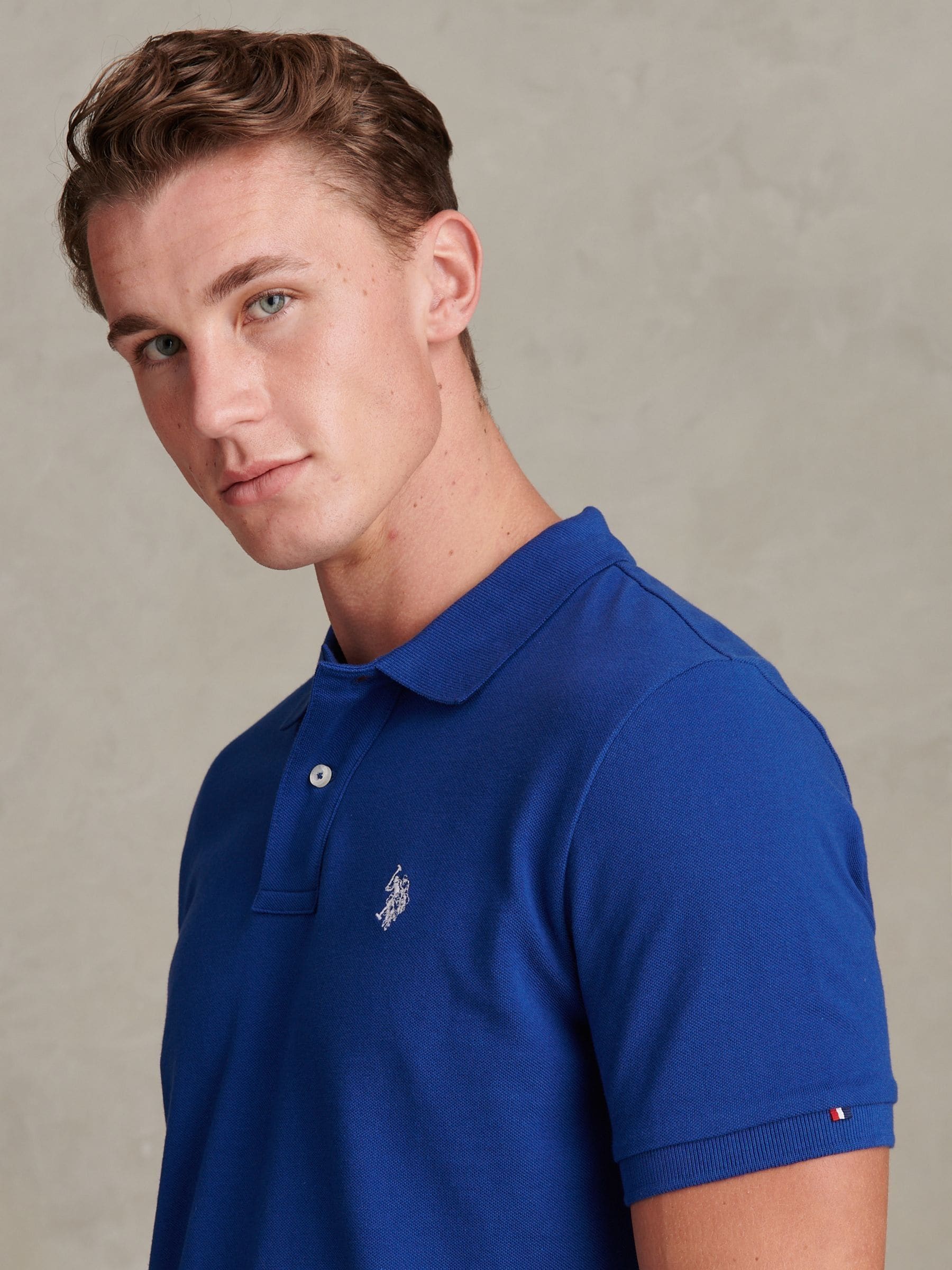 Buy U.S. Polo Assn. Bright Blue Regular Fit Pique Polo Shirt from
